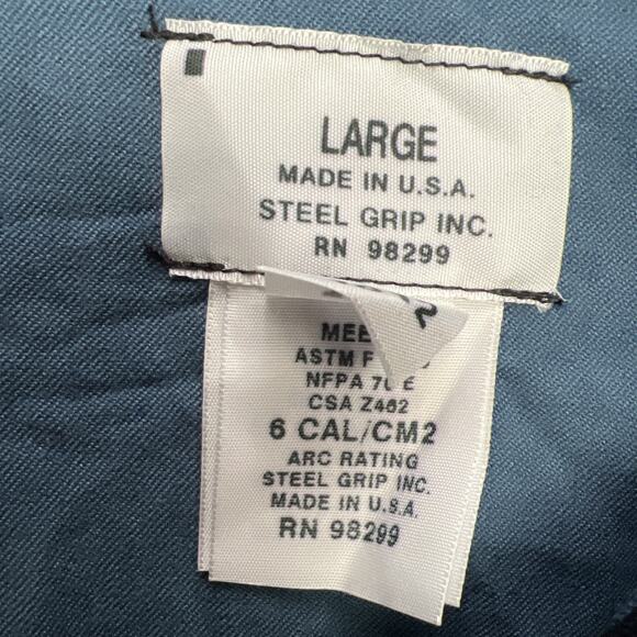 Steel Grip Heavy Duty Blue Button Up Work Jacket Size Large Arc Rating - Picture 4 of 7